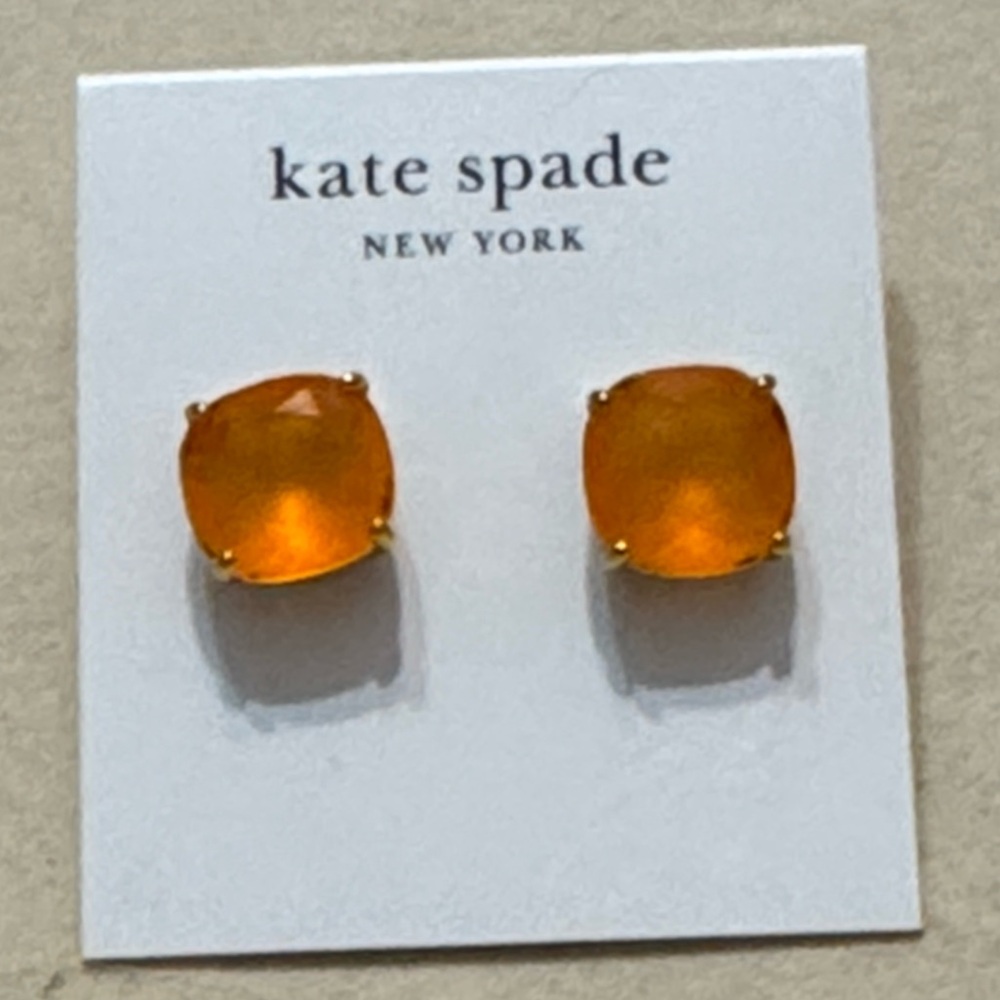 Kate Spade Vibrant Orange Cushion Stud Earrings